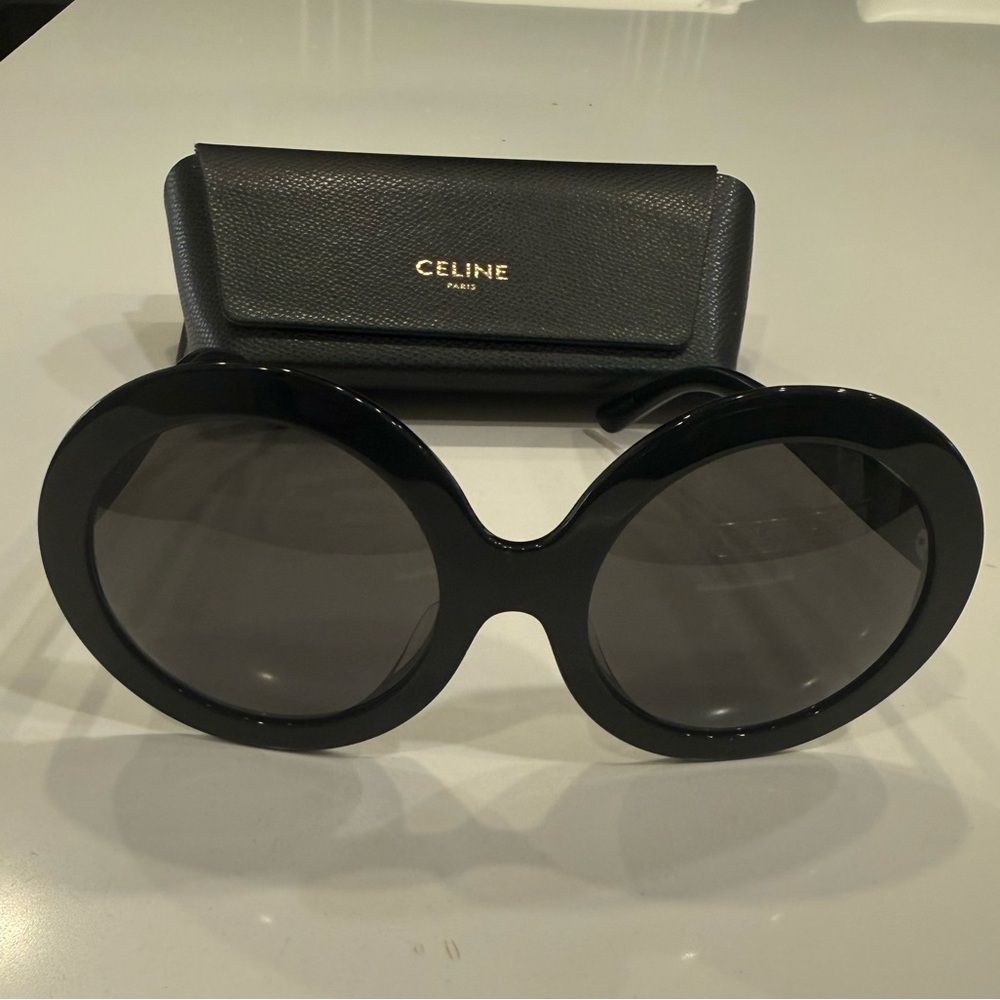 Celine Glossy Black Round Sunglasses